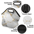thumbnail image 4 of Herdesigns Grey White Gold Marble Neoprene Lunch Bag, Modern Abstract Insulated Lunch Box for Women Men Washable Lunch Tote Soft Lunch Container With Zipper for Work Picnic Travel, 4 of 7