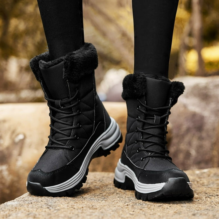 Flat black winter boots discount