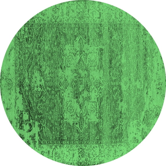 Ahgly Company Indoor Round Oriental Emerald Green Industrial Area Rugs, 6' Round