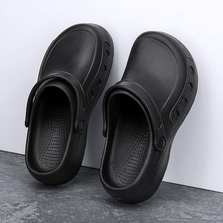 Men's Work Shoes with Velcro Straps | Black Non Skid Shoes