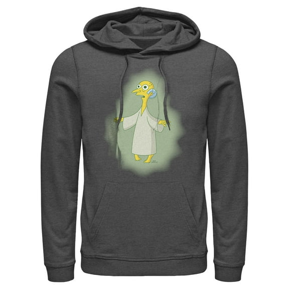 Men's The Simpsons Mr. Burns Alien  Pull Over Hoodie Charcoal Heather Large