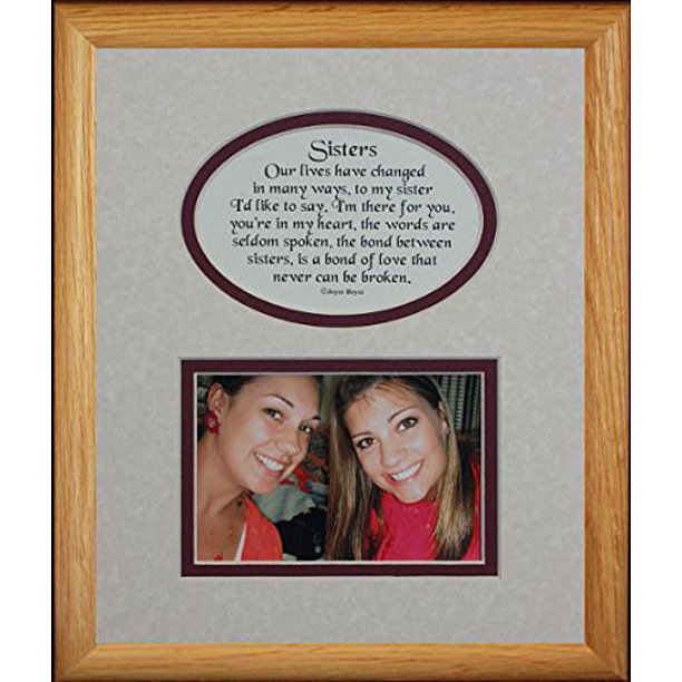 8X10 Sisters Picture & Poetry Photo Gift Frame Cream/Burgundy Mat