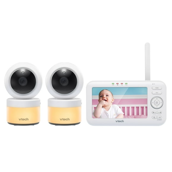 VTech 2 Caméra 5” Moniteur Vidéo pour Bébé avec Caméra Panoramique, Veilleuse