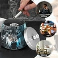 thumbnail image 6 of Wolf Lightning Clouds Ashtray with Lid Smell Proof Cigarette Ashtray Stainless Steel Smokeless Ash Holder for Indoor Outdoor, 6 of 7