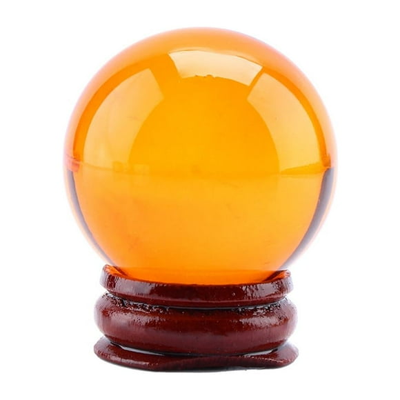 Ball Amber  Ball  Ball Sphere  Ball With Stand Craft Collection 1Pc Asian Rare Natural Quartz Amber Color  Healing Ball Sphere 40mm+Stand