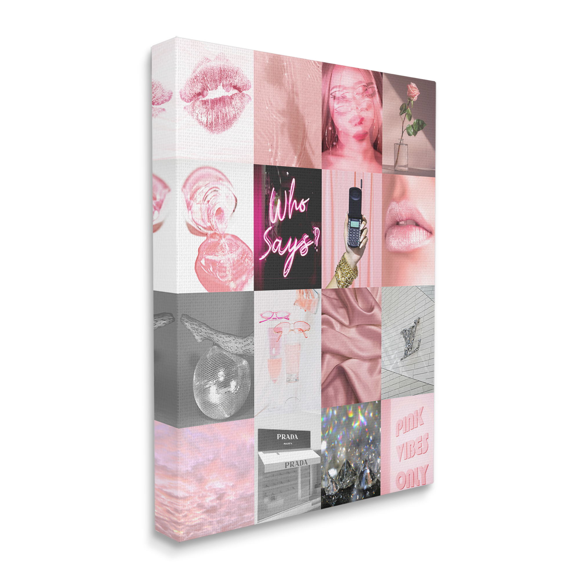Stupell Industries Varied Pink Aesthetic Assortment Glam Bling Fashion Graphic Art Gallery Wrapped Canvas Print Wall Art, Design by Daphne Polselli