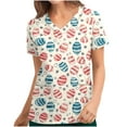 thumbnail image 3 of Axiiglly Scrubs for Women Easter Printed Nursing Tops Casual V Neck Scrub Tops with Pockets Short Sleeve Stretchy Nursing Undershirts Holiday Cute Egg Scrubs Uniform on Clearance, 3 of 5