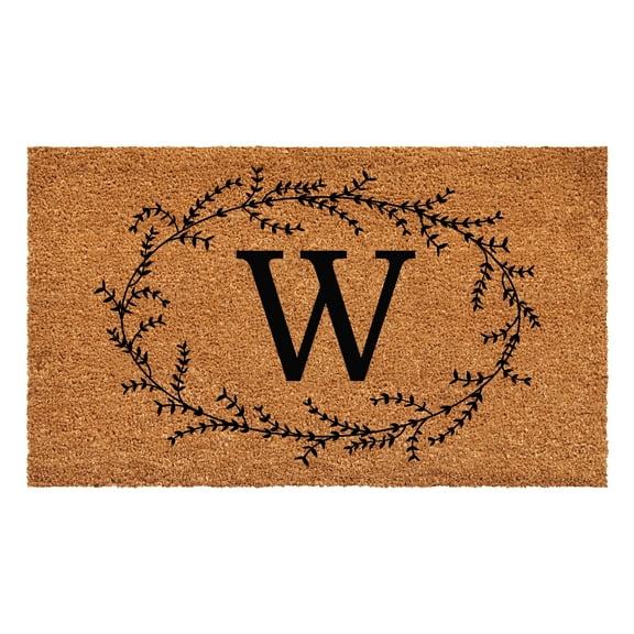Rustic Leaf Vine Monogrammed Doormat, 17" x 29" (Letter W