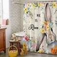 thumbnail image 4 of Easter Shower Curtain Easter Bunny Shower Curtains for Bathroom Decor, Waterproof Polyester Shower Curtain Set with Hooks, Extra Long 72" x 84" Spring Flower Leaves Egg Vintage, 4 of 9