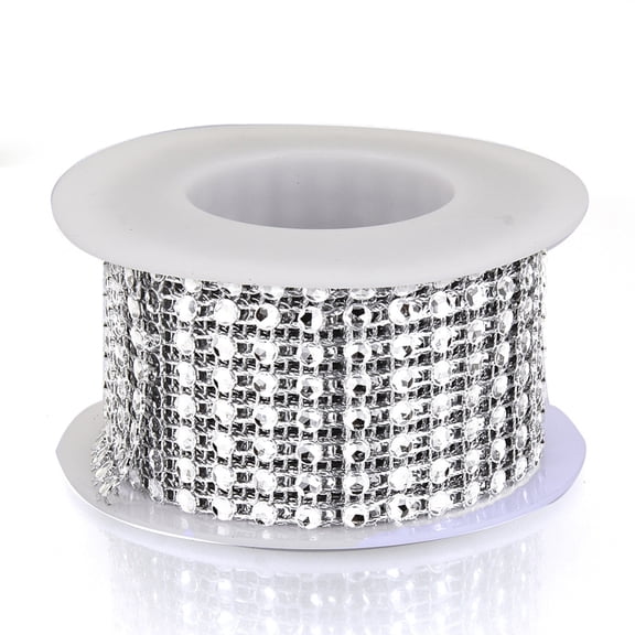 8 Rows Plastic Diamond Mesh Wrap Roll Rhinestone Ribbon with Spool for Wedding Birthday Baby Shower Arts & Crafts Clear 40x1mm about 6.56 Feet(2m)/roll