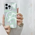 thumbnail image 3 of Designed for Magnetic iPhone 14 Case/iPhone 13 Case [Compatible with MagSafe], Cute Art Wavy Painted for Women, Soft TPU Edge PC Back Protective Shockproof Phone Case-Green (iPhone 14/13), 3 of 11