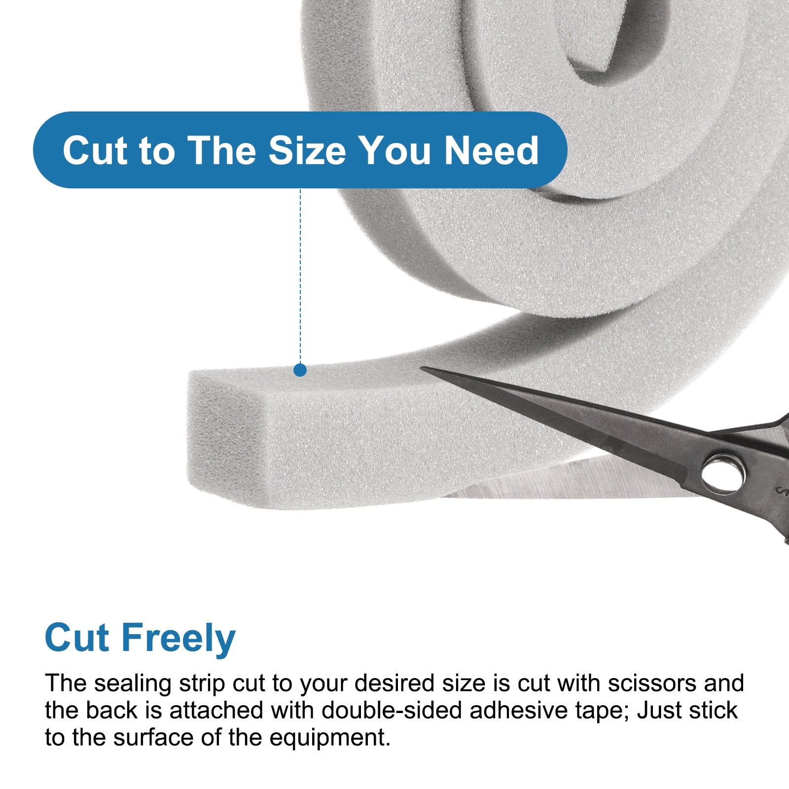 3 Set 3.28ft Foam Seal Strip, 1 Inch Width x 2 Inch Thick Weather Stripping Foam Insulation Tape, EVE Air Conditioner Open Cell Foam Seal Tape for Doors, Windows, Grey