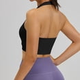 thumbnail image 4 of Feancey Twist Front Tank Tops for Women High Stretchy Halter Yoga Shirts Removable Pad Running Sports Bras Breathable Workout Tank Top Bra Black XXL, 4 of 9