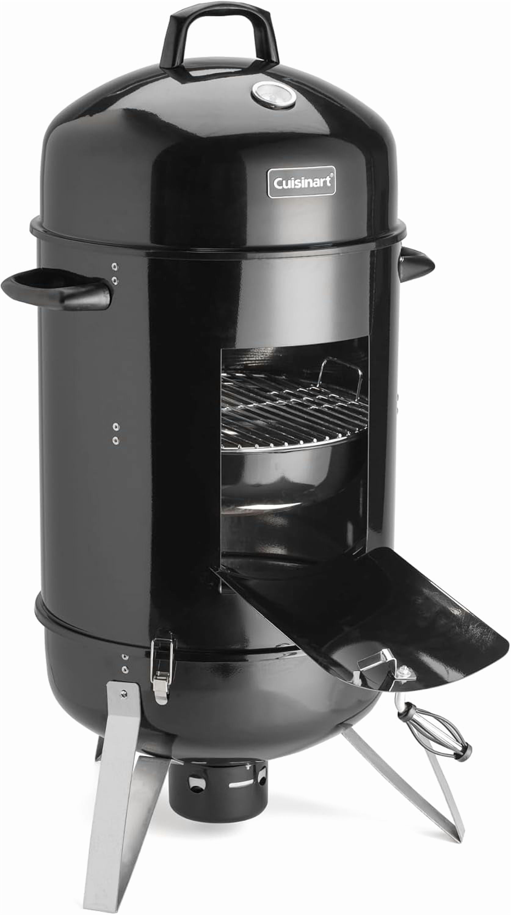 Cuisinart Charcoal Vertical Food Smoker with Integrated Thermometer, Water Bowl, Dual Vents, Chrome Plated Grates