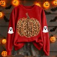 thumbnail image 2 of Bainana Women'S Halloween Sweatshirts Leopard Pumpkin Graphic Pullover Shirt Trendy Theme Party Sweatshirts Red M, 2 of 4