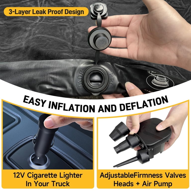 Truck Bed Air Mattress for 5.5'-5.8' Full Size Short Truck Bed Inflatable  Camping Mattress with Pump & Carry Bag, Black