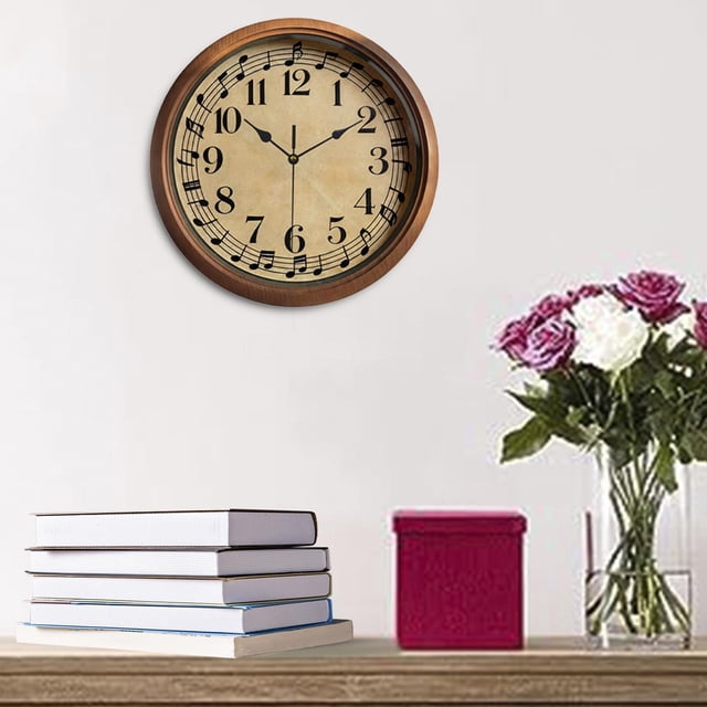 Reloj de pared con notas musicales, decorativo, moderno, silencioso, sin , para amantes de música, para el baño, guardería, escuela y aula.
