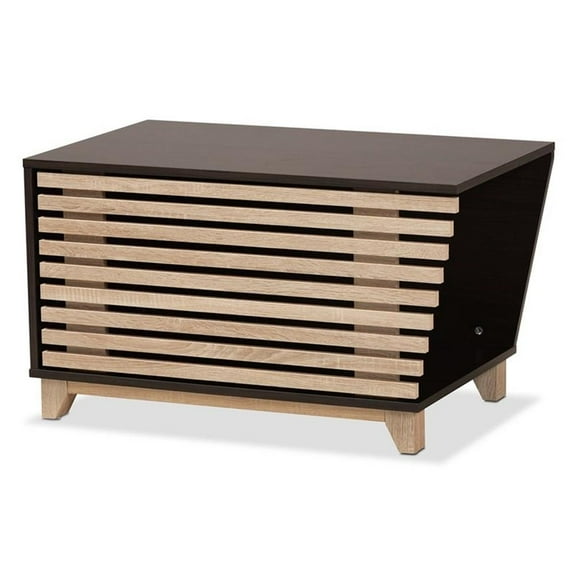 Pemberly Row Dark Brown and Oak Finished Cat Litter Box Cover House