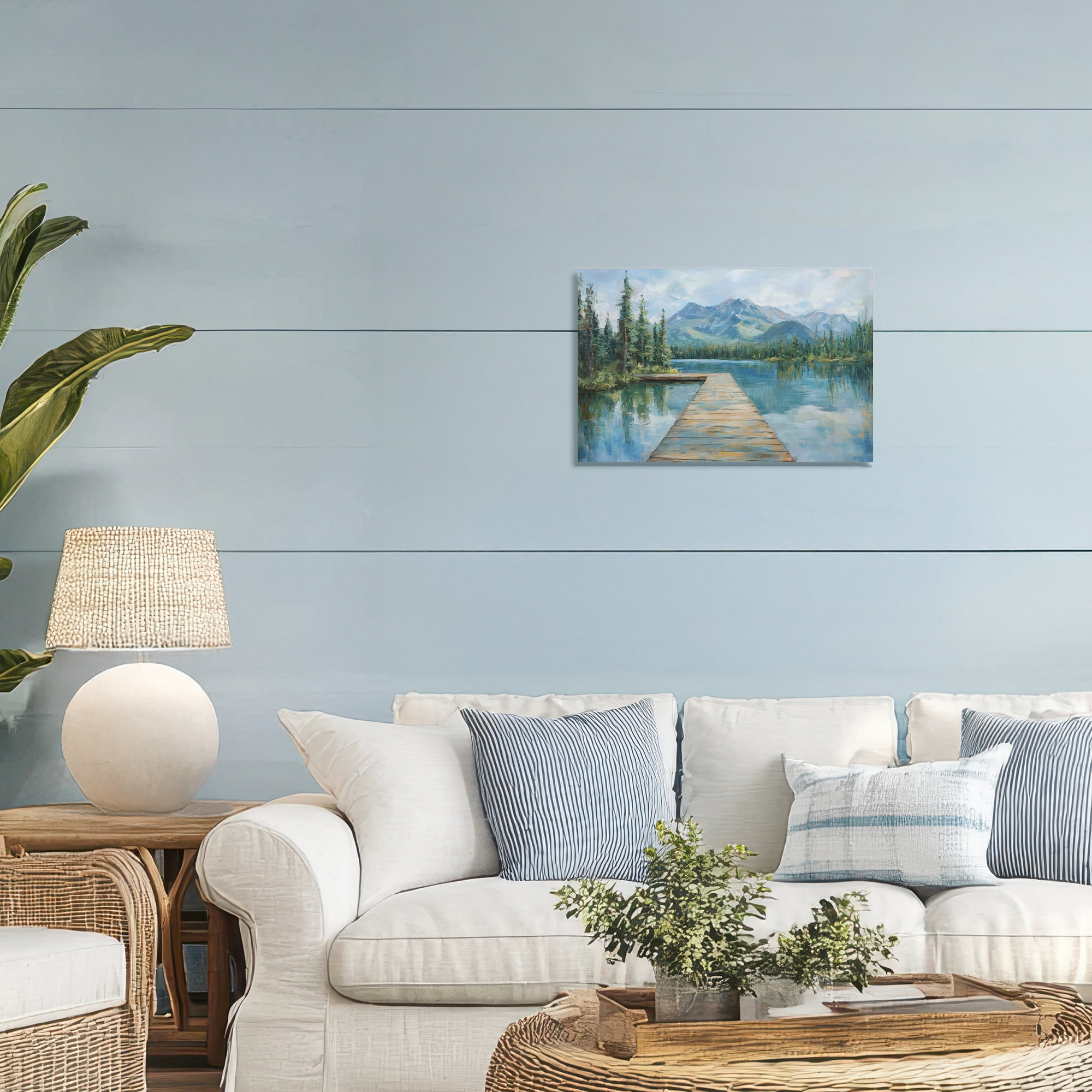 Stupell Industries Peaceful Lake Dock in the Mountains Canvas Wall Art, design by Petal Prints Design