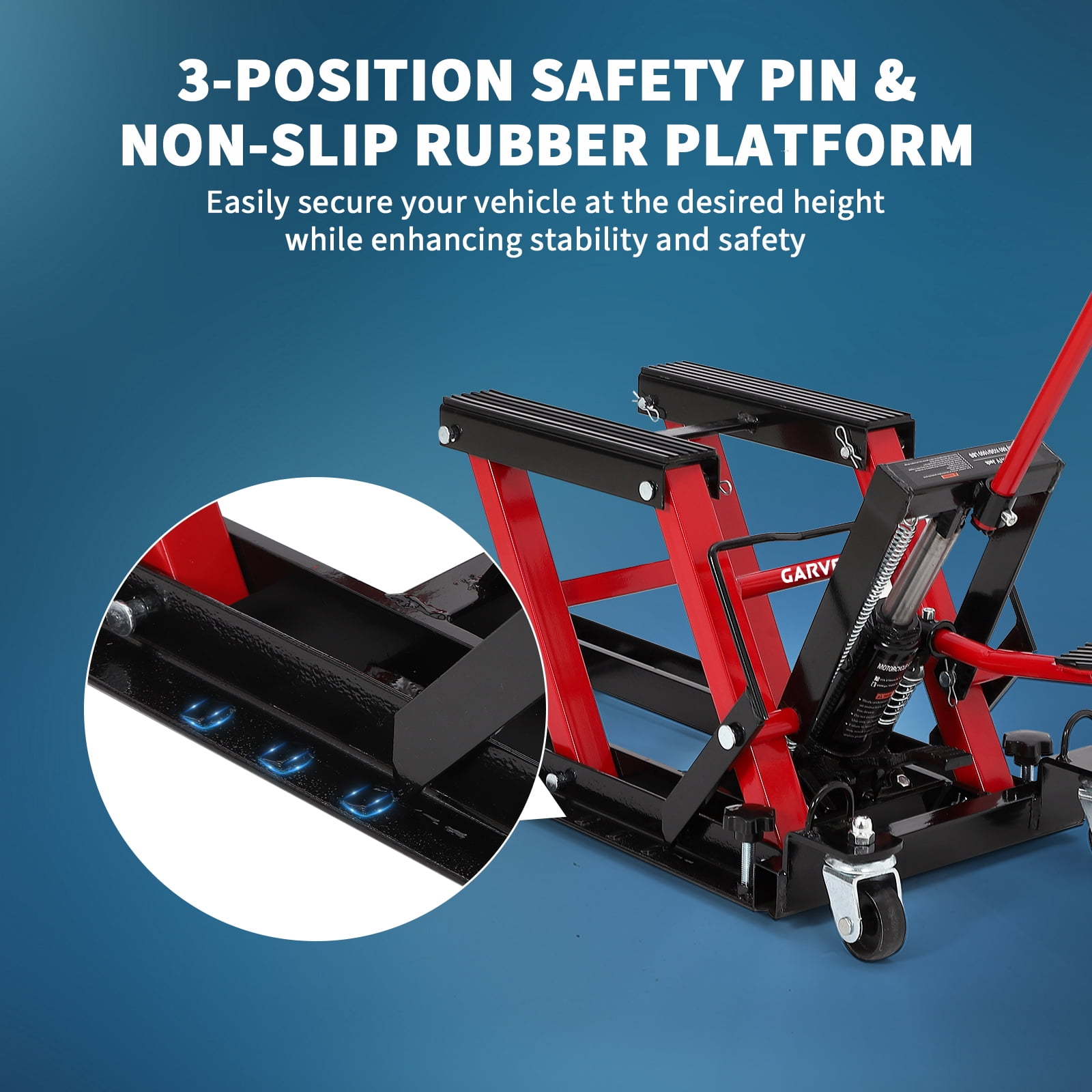 Garvee Steel Hydraulic Motorcycle ATV Lift Jack Hoist Stand 1500 lbs for Dirt Bikes & ATVs, 4.7-14.57 Inch Lift Height, Red