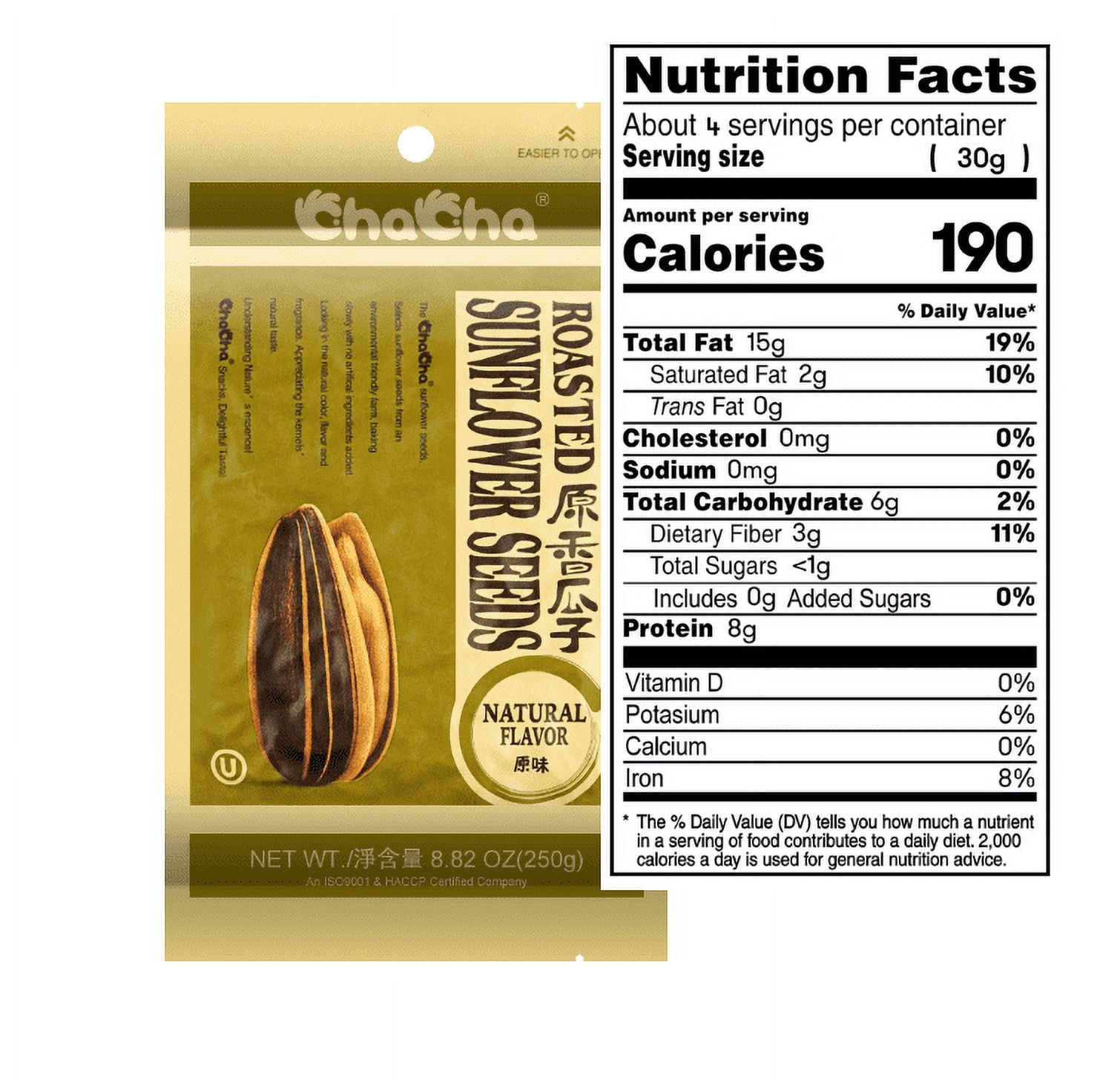 ChaCha, Roasted Sunflower Seeds, 8.82oz 250g 2 Pack, Natural