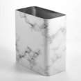 thumbnail image 2 of mDesign Stainless Steel Slim Rectangular 2.6 Gal/10 L Waste Basket, White Marble, 2 of 5