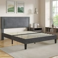 thumbnail image 6 of VECELO Full Size Platform Bed Frame with Adjustable Height Upholstered Headboard, Strong Wood Slat Support, No Box Spring Needed, Dark Gray, 6 of 15