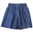 thumbnail image 2 of Conairie Women Jean Shorts Baggy Stretchy High Waisted Denim Shorts Comfort Summer Distressed Trousers with Pockets Dark Blue L, 2 of 4