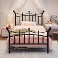 thumbnail image 2 of Amolife Twin Bed Frame, Metal Platform Bed with Crown-Shaped Headboard and Footboard, 12.6'' Under-Bed Storage Space, No Box Spring Needed, Black, 2 of 11