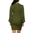 thumbnail image 3 of Maternity Sweater Dress for Pregnant Women Turtleneck Puff Sleeve Knit Slim Fit Bodycon Mini Dress, 3 of 4
