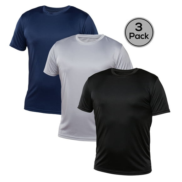 Blank Activewear Pack de 3 T-Shirt pour Hommes, Tissu de Performance à Séchage Rapide