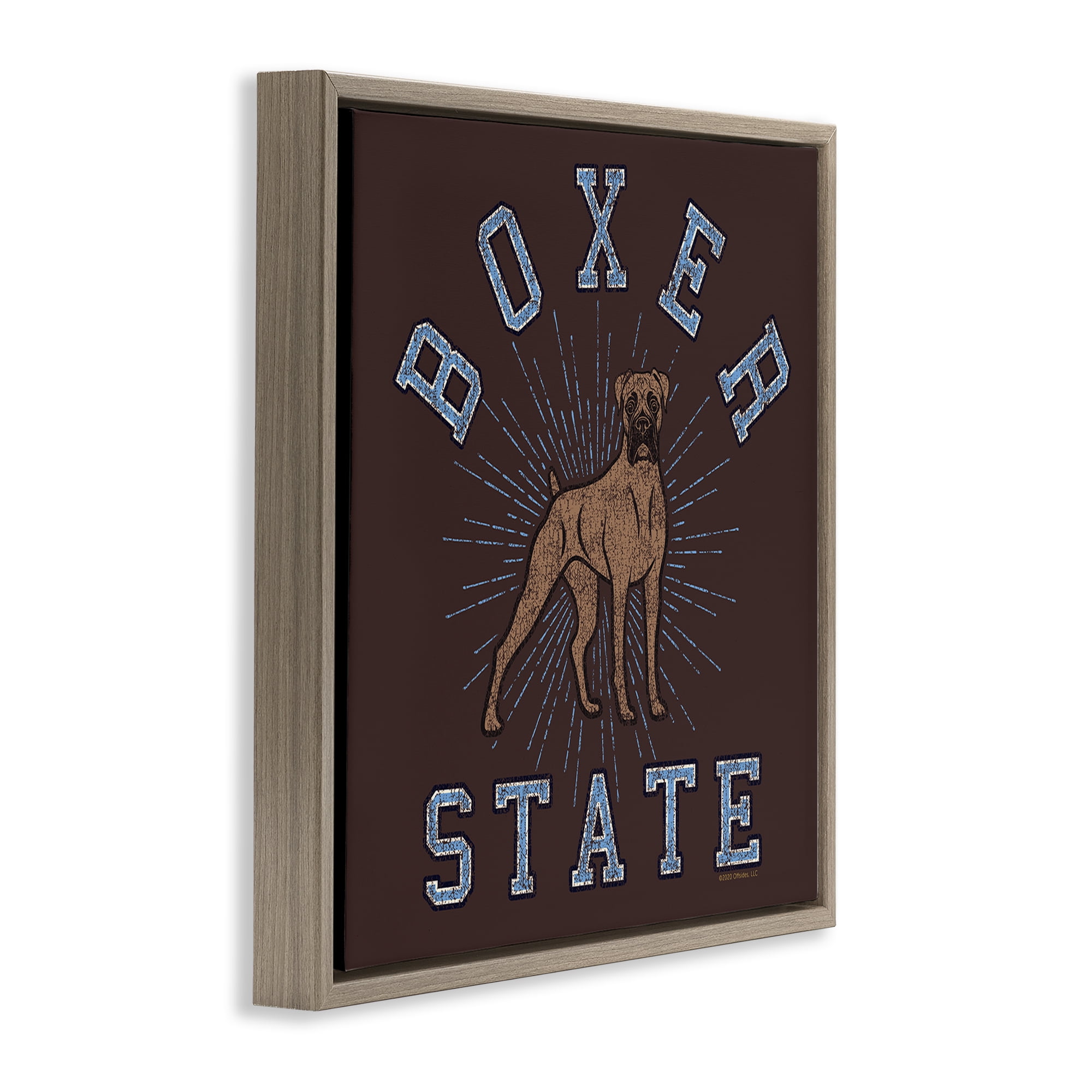 Stupell Industries Vintage Boxer State Novelty & Humor Painting Brown Floater Framed Canvas Art Print Wall Art, 25 x 25