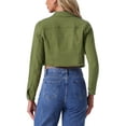 thumbnail image 4 of INSPIRE CHIC Women's Jean Jacket Frayed Button Up Washed Cropped Denim Jacket Green XS, 4 of 7