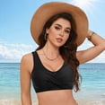 thumbnail image 2 of TOWED22 Bikini Tops for Women Adjustable Laced-up Back Design Swimsuit Top Sexy Twist V Neck Front Push Up Bathing Suit Top Black,L, 2 of 9