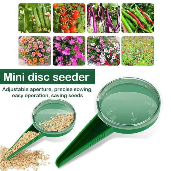 NOVELAR Adjustable Hand Seeder Tool, Lightweight 4.9 Inch Plastic Sower, Ensures Even Sowing in Rows, Great for Small Plots and Lawn Grass Seed
