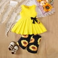 thumbnail image 4 of Tiijoy Girls Summer Outfits Bow Peplum Tank Top Sunflower Print Shorts Set, Sizes 7-8, 4 of 8