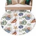 thumbnail image 2 of Coastal Tropical Large Round Rug 8 FT, Non Slip Living Room Area Carpet, Palm Leaves Starfish Coral Washable Soft Circle Rug Non-Shedding Floor Carpet for Bedroom Office Dining Room, 2 of 9