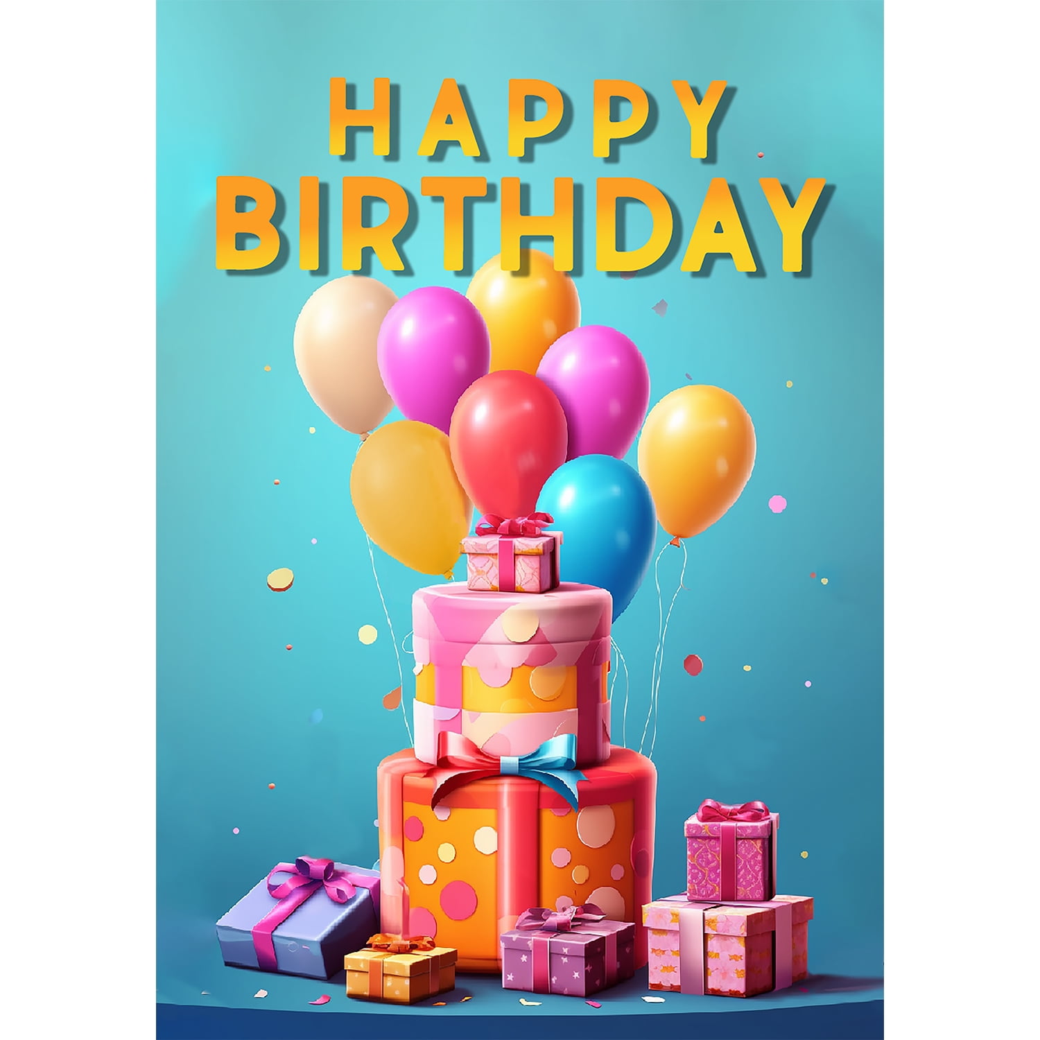 America Forever Happy Birthday House Flag 28 x 40 inch Double Sided Balloons Cake Presents Party Celebration Outdoor Yard Decorative Flag