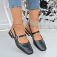 thumbnail image 7 of Women's Square Toe PU Leather Chunky Heel Slingback Formal Pumps Shoes,Comfortable Closed Toe Slip-On Adjustable Ankle Strap Block Heel Dress Shoes,for Wedding Party Dinner, 7 of 7