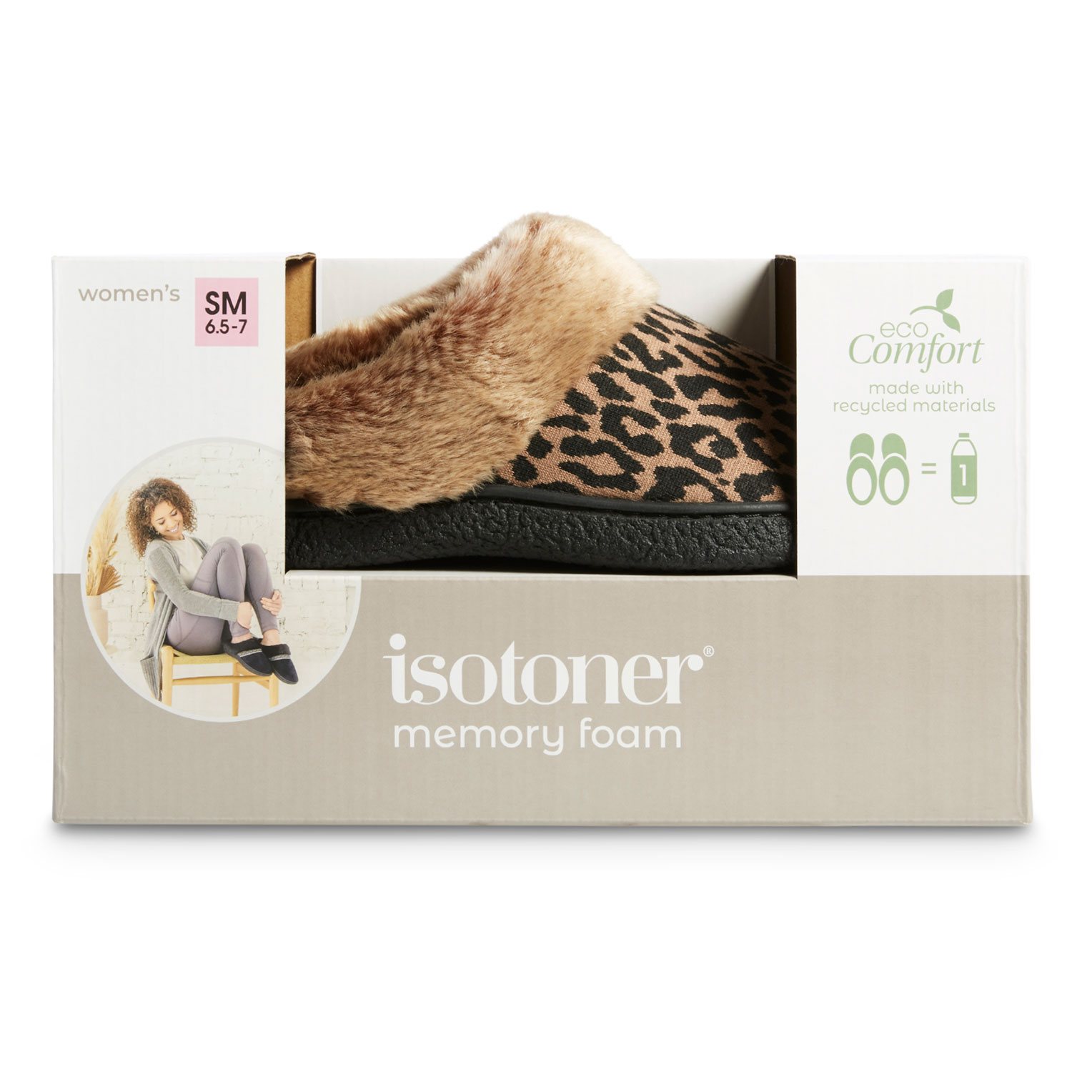 Isotoner Women's Velour Hoodback Slippers - Cozy Indoor/Outdoor With Faux Fur - View #8