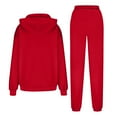 thumbnail image 5 of Lumtrix Sweatsuits Women 2 Piece Outfit Loose Fit Long Sleeve Oversized Pullover Hoodies Elastic Wide Leg Joggers Workout Lounge Set Red XL, 5 of 5