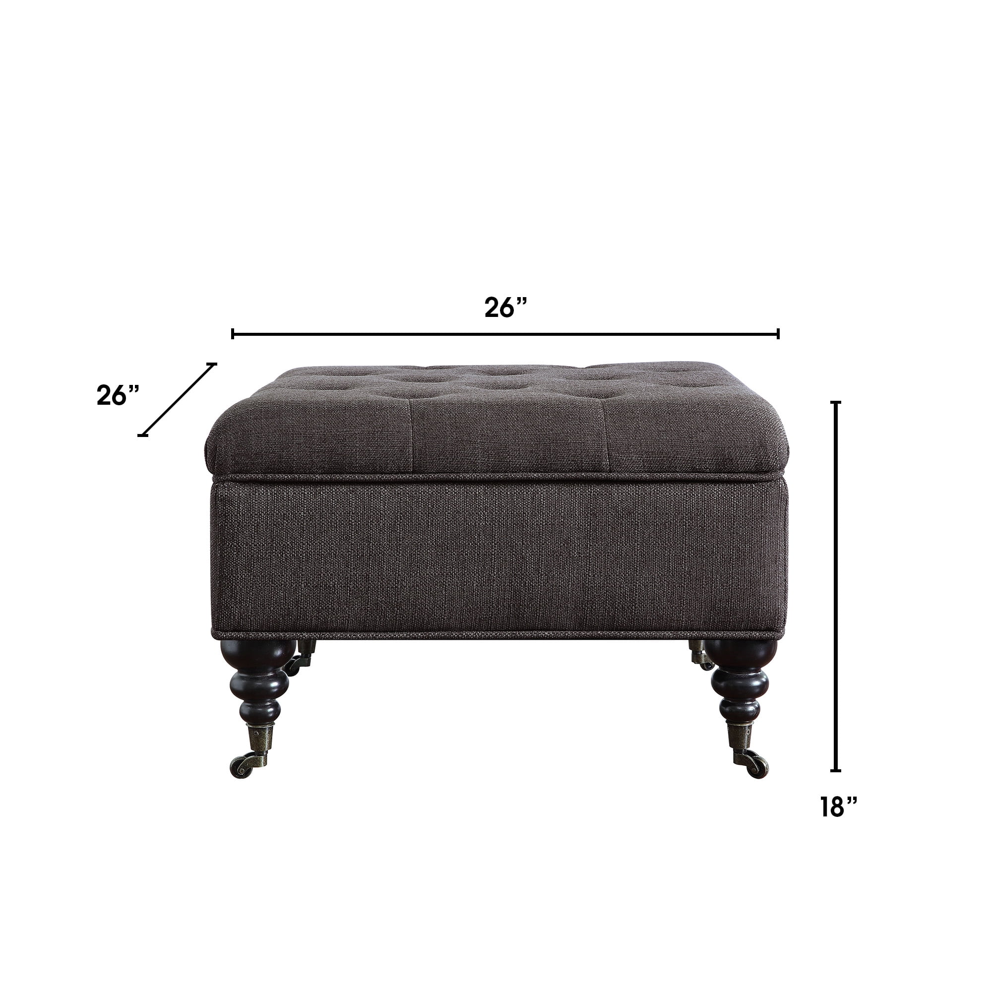 Serta Abbot Tufted Ottoman with Storage, Charcoal