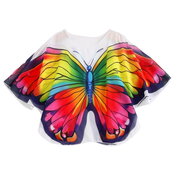 CPNG Girl Swim Cover Up Kids Butterfly Beach Cover Up Lightweight Long Sleeves Wrap Summer Vacation Swim Dress(Beige,4-5 Years)