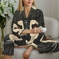 thumbnail image 6 of Fuzoiu Retro Raccoon Graphic Print Print Women's Long-Sleeved Pajama,Lounge Button Down Nightwear,Womens Notch Collar Pajama Set-Large, 6 of 7