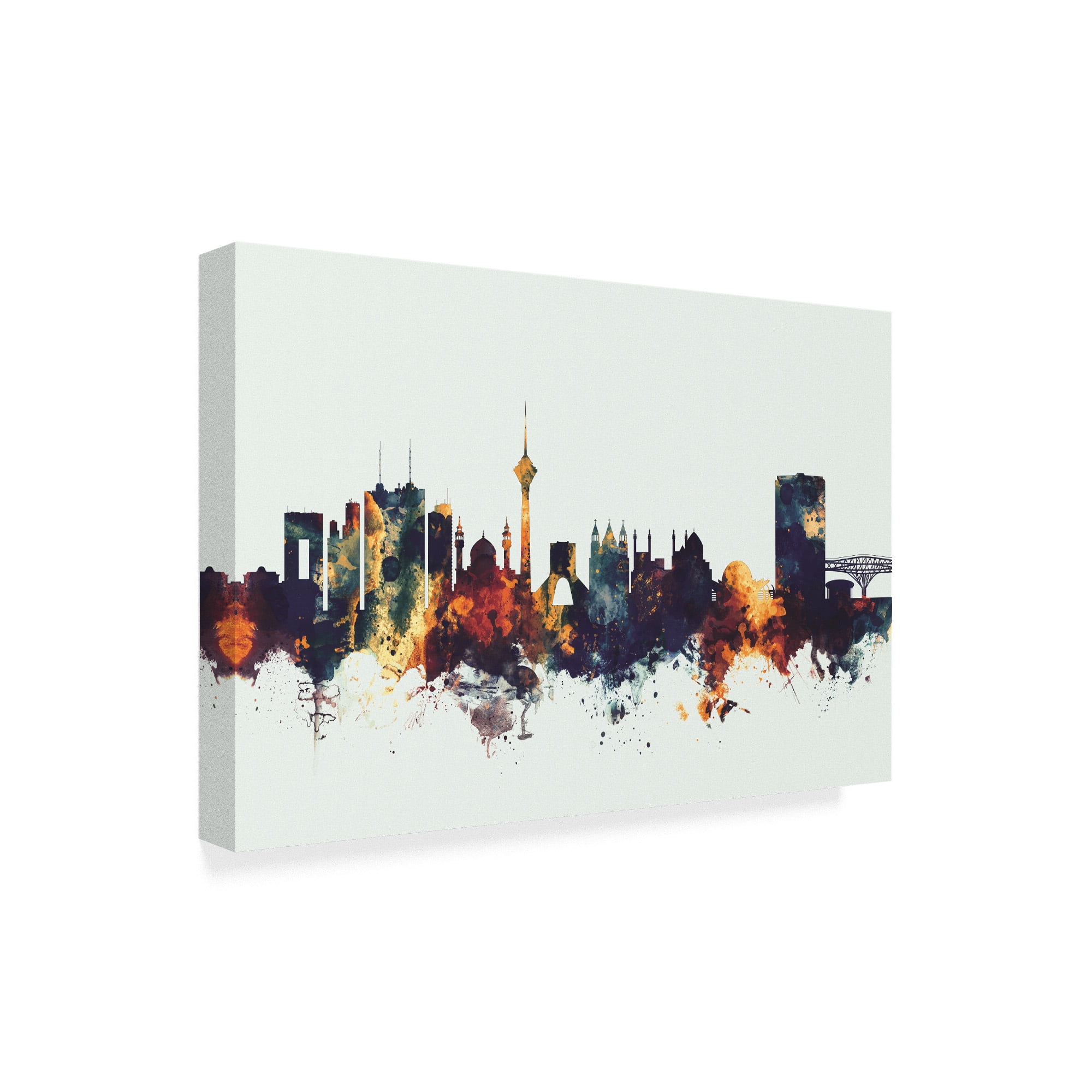 Trademark Fine Art 'Tehran Iran Skyline Dark IV' Canvas Art by Michael Tompsett