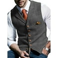 thumbnail image 1 of Frontwalk Mens Suit Vest Wool Tweed Sleeveless Jacket V Neck Waistcoat Formal Slim Fit Coat Plaid Light Gray M, 1 of 2