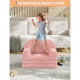 thumbnail image 6 of Kids Sofa, 2-in-1 Convertible Teddy Fleece Fabric Toddler Sofa Chair, Soft Fold Out Sofa Lounger for Kids, Comfy Children's Sofa Bed for Playroom, 6 of 7