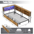 thumbnail image 3 of Leumius Corner Twin Bed Frame with Storage Drawers, Bookcase Headboard, LED Lighting & USB Charging Station,Twin Size Daybed for Kids Teens,Brown, 3 of 9