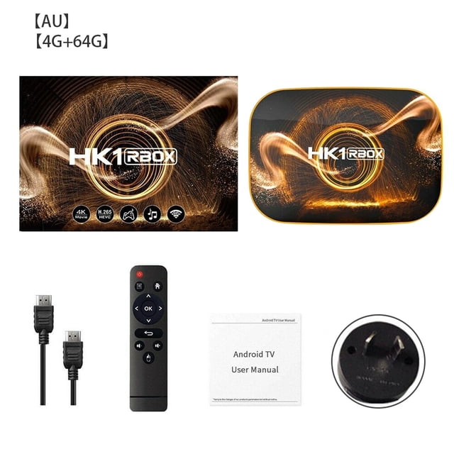 TV Box 4K HD Control remoto TV Box WiFi Reemplazo de reproductor multimedia de cuatro núcleos para Android 10.0, enchufe AU, 4G + 64G Eigraketly EL000916-10B