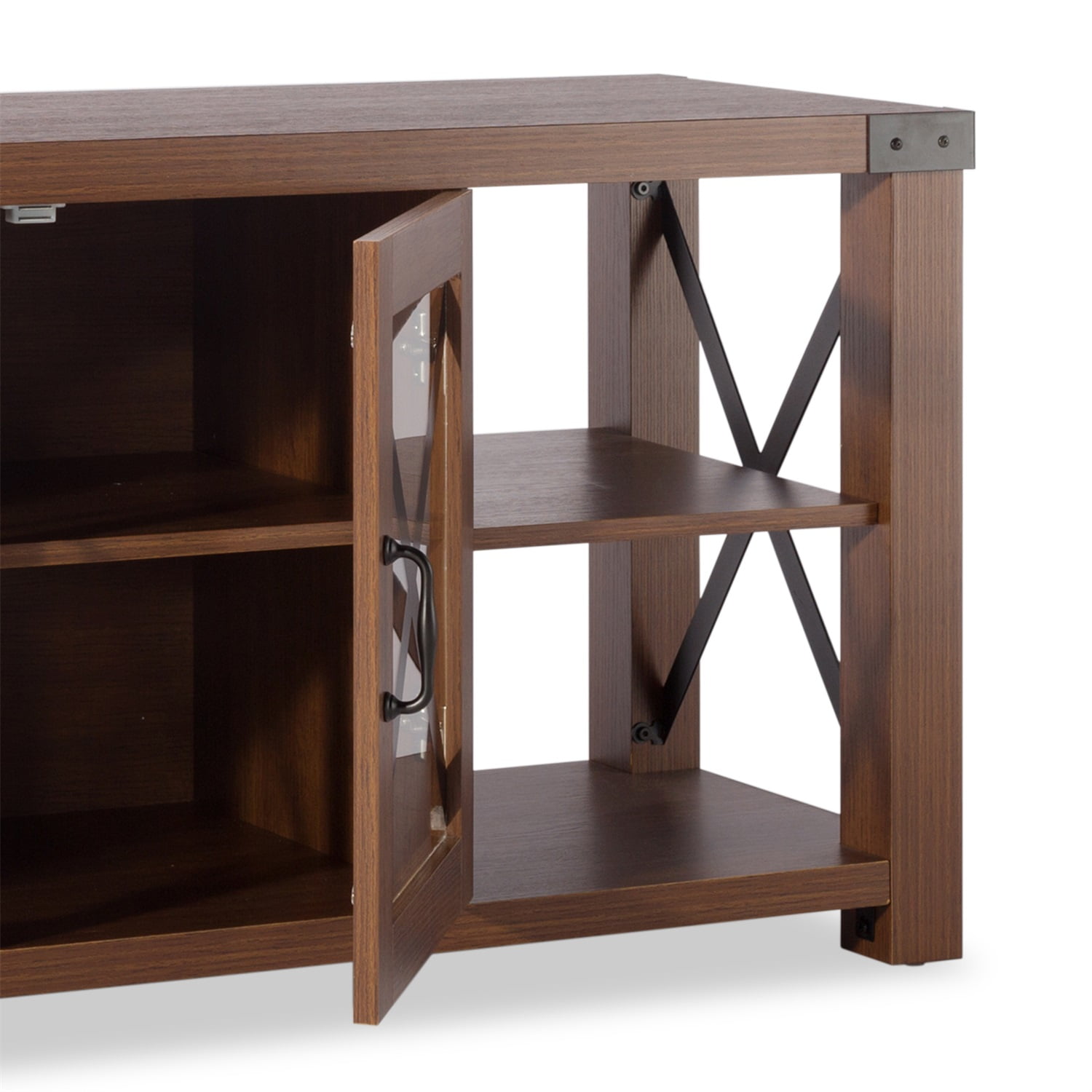 Kadyn MDF TV Cabinet, Home Modern Farmhouse TV Stand with Door and Storage space, Storage Cabinet Table for Living Room, Brown